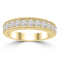 1.10 ct Ladies Round Cut Diamond Wedding Band Ring With Millgrain Edge 